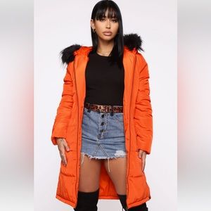NEW SMALLL ultra warm puffer coat - Orange FashionNova